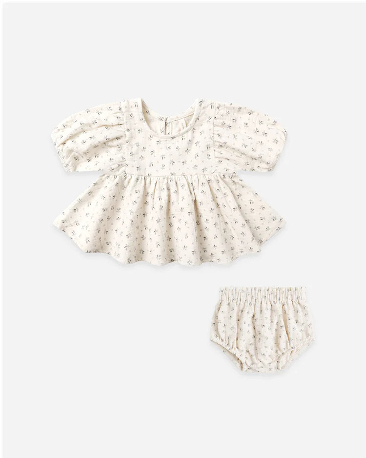 Quincy Mae Francy Top + Bloomer Set Bluebell