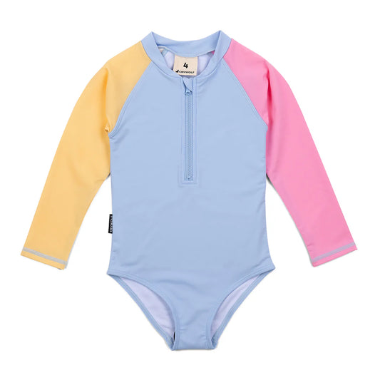 Crywolf Swimwear LongSleeve Swimsuit Summer Pop Colourblock