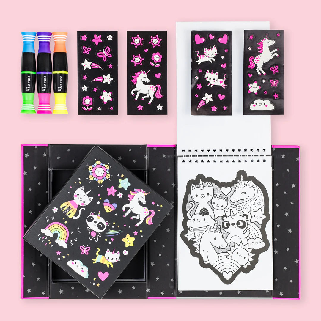 Tiger Tribe - Colouring Set Neon Unicorns & Friends