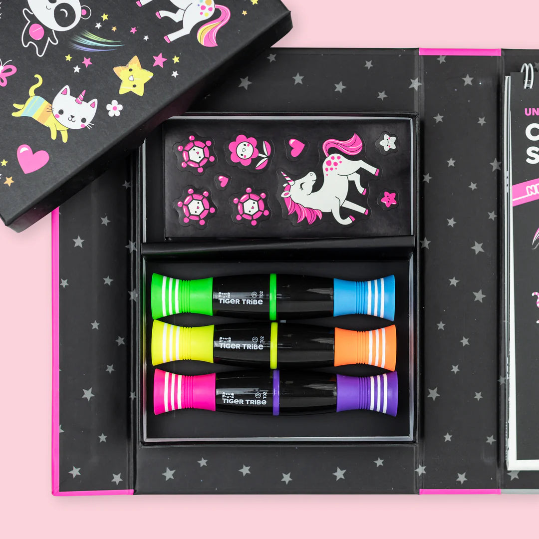 Tiger Tribe - Colouring Set Neon Unicorns & Friends