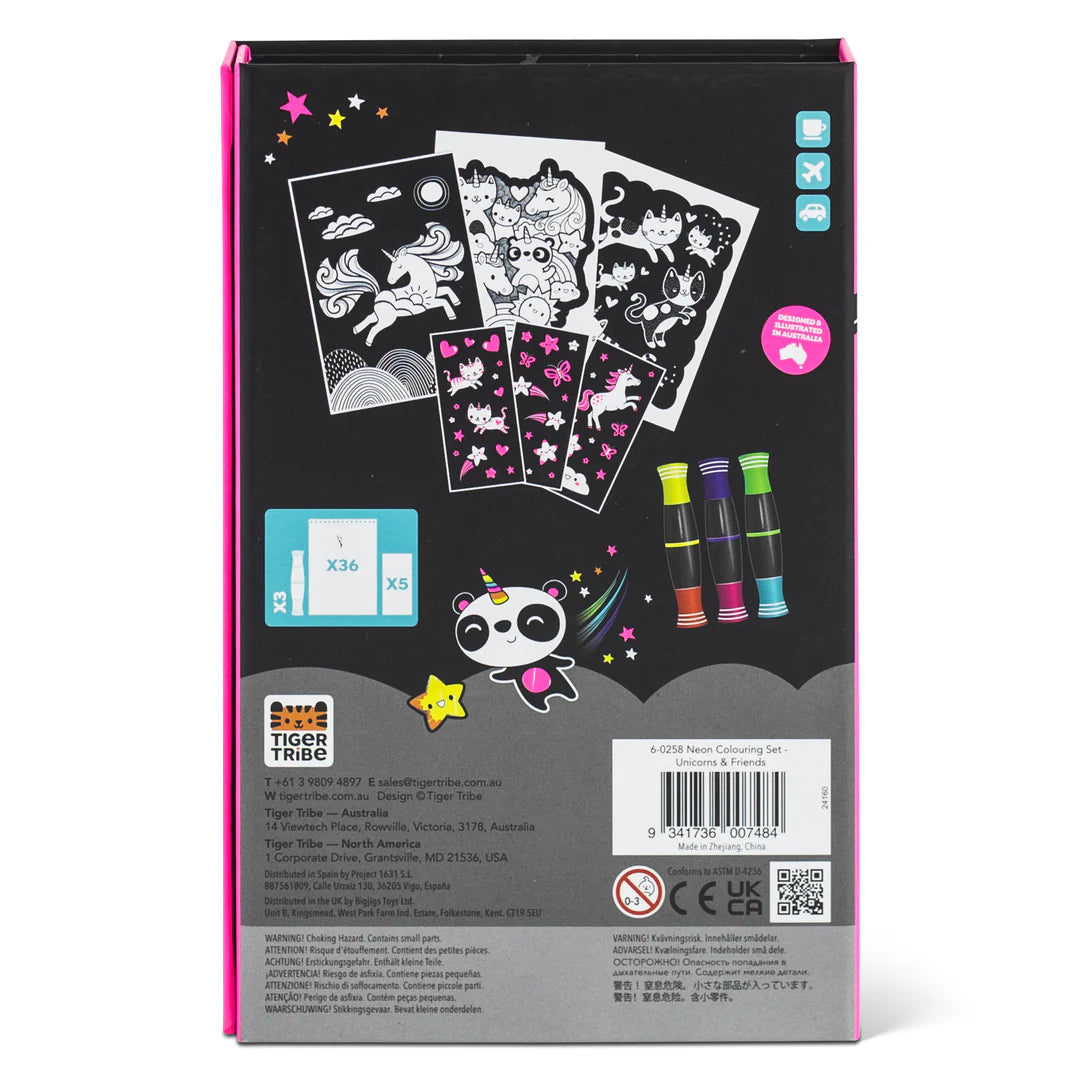 Tiger Tribe - Colouring Set Neon Unicorns & Friends