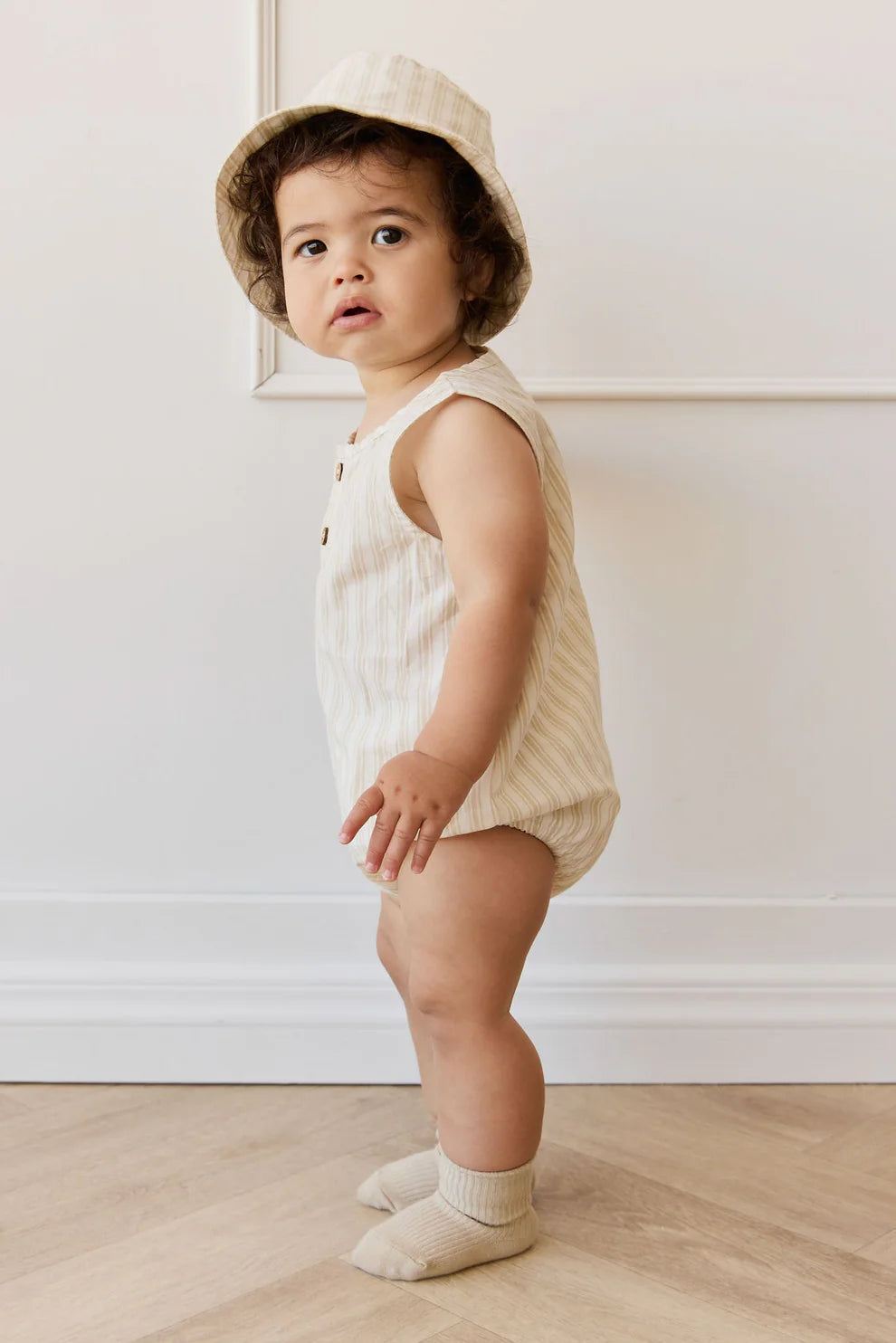 Jamie Kay- Organic Cotton Archie Playsuit Variegated Stripe Foam