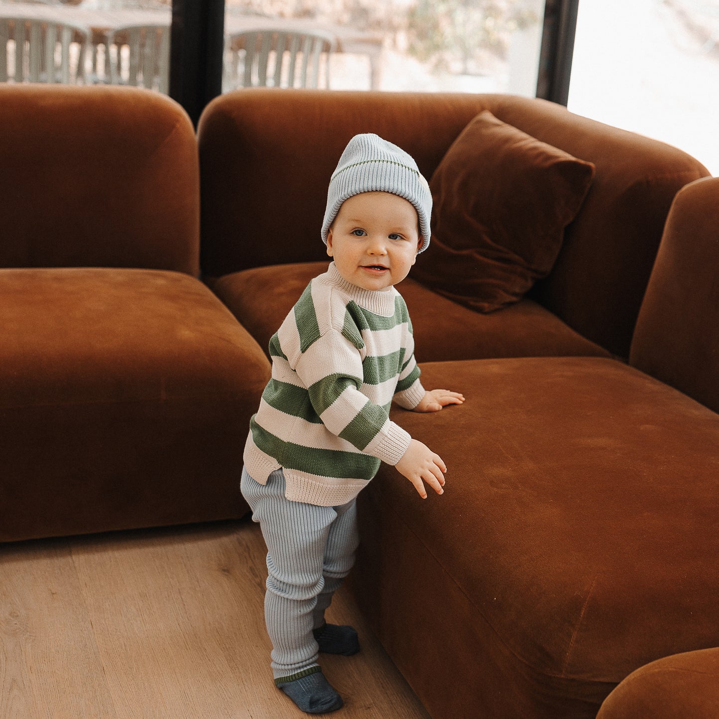The Rest - Organic Cotton Knit Jumper - Clover Rubgy Stripe