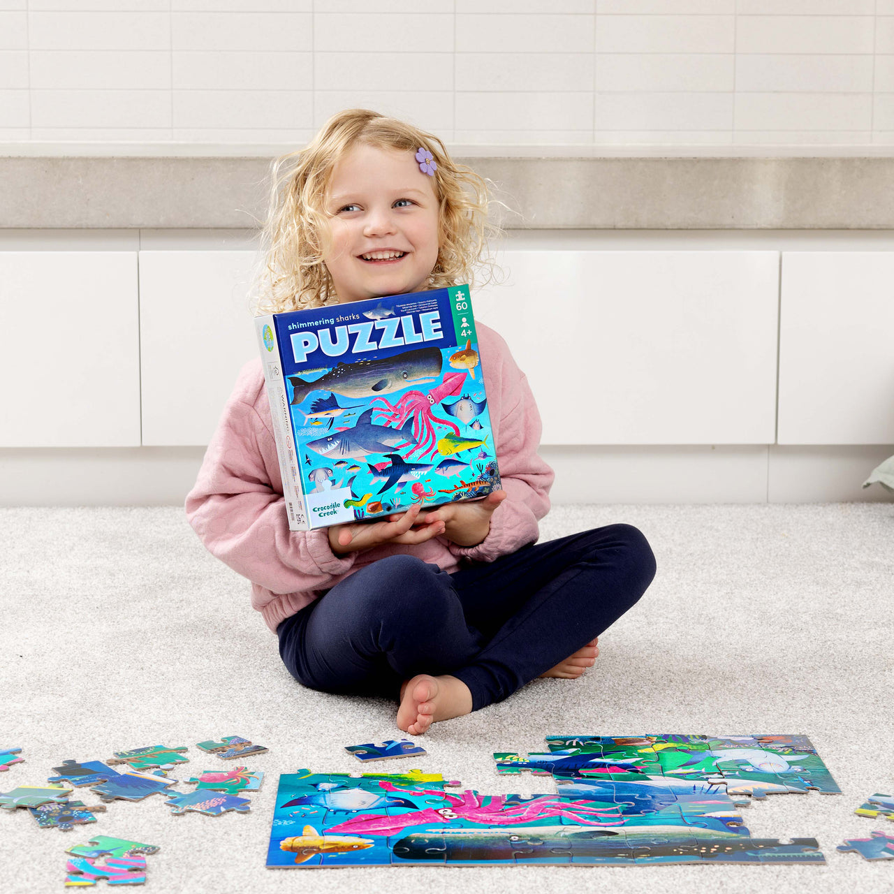 Crocodile Creek Shimmering Shark Puzzle 60pce