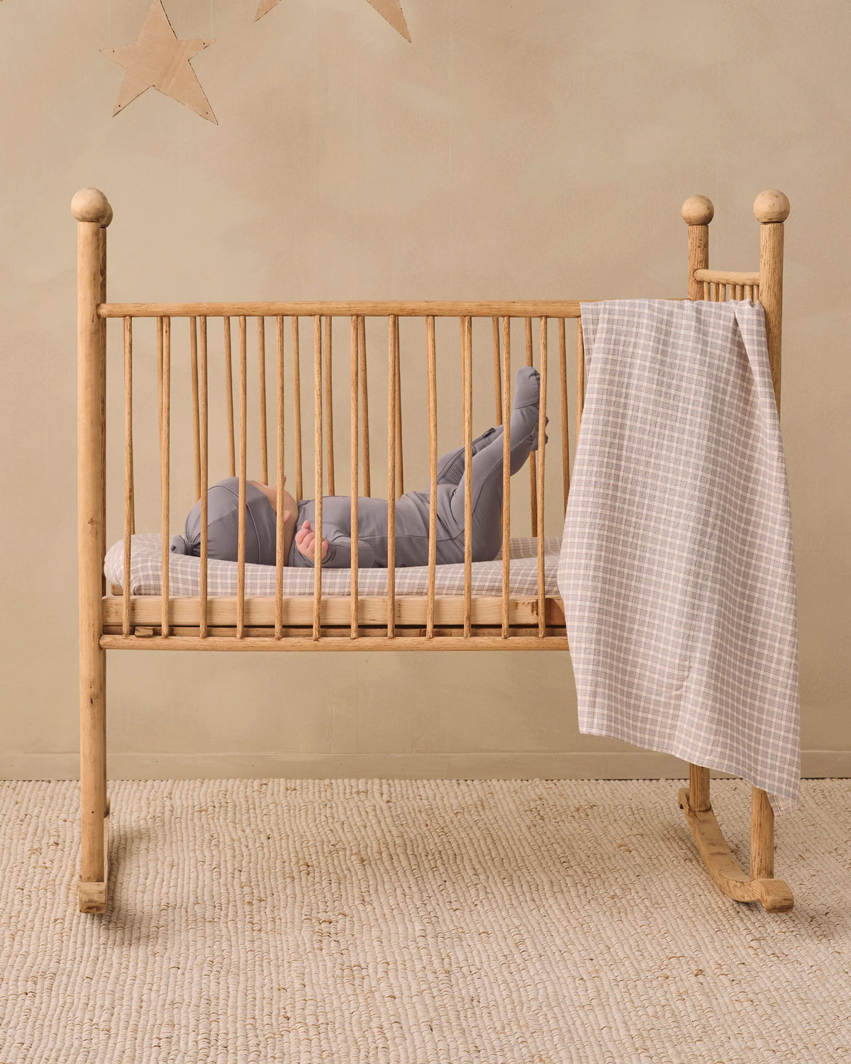 Quincy Mae Woven Crib Sheet Blue Gingham