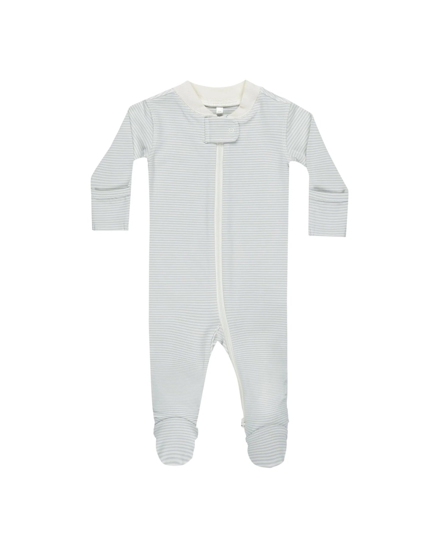 Quincy Mae - Zip Long Sleeve Sleeper Footie - Sky Micro Stripe