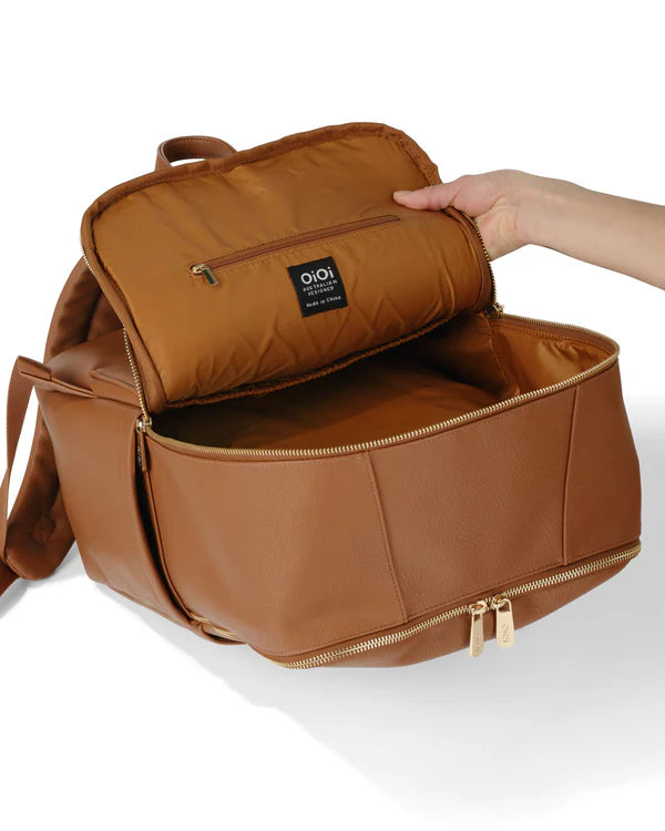 OiOi Multitasker Nappy Backpack Chestnut Vegan Leather