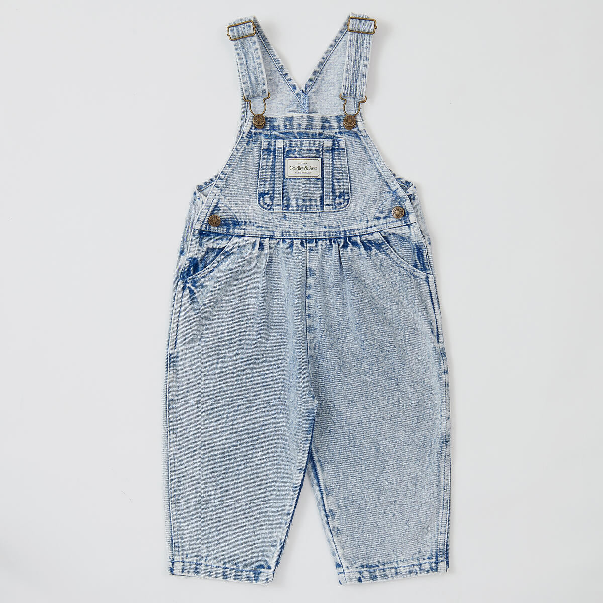 Goldie + Ace Austin Vintage Washed Light Denim Overalls