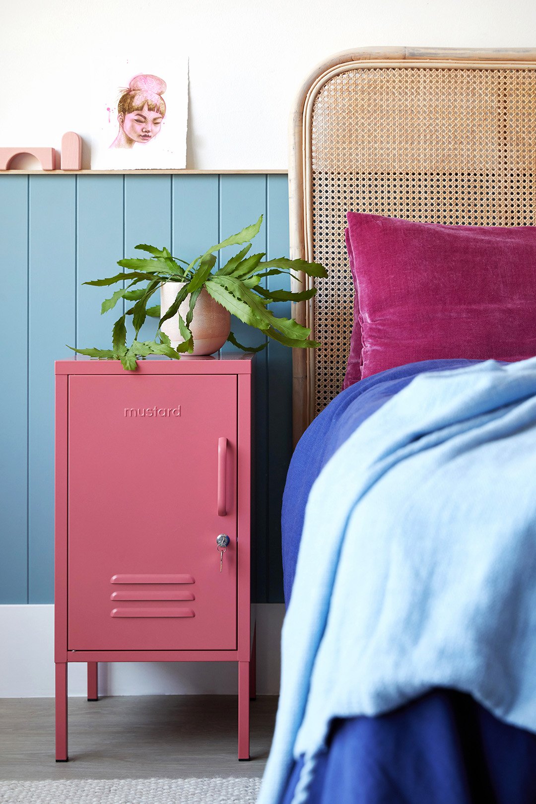 Mustard Made Shorty to the Left Locker. Berry - floor stock available, contact Nadene