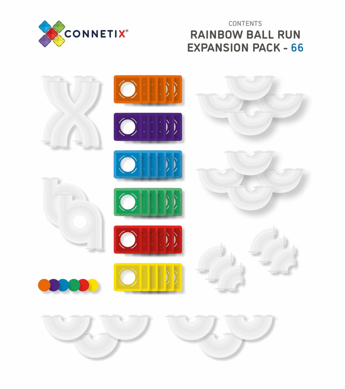 Connetix - Rainbow 66 Piece Ball Run Expansion Pack
