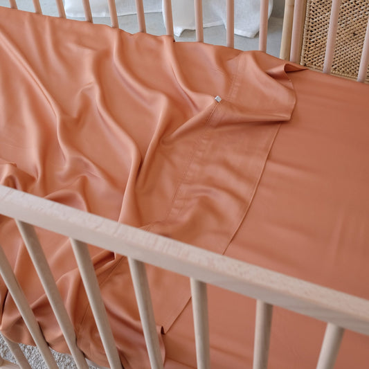 Mulberry Threads 100% Organic Cotton Bamboo Cot Sheet - Rust