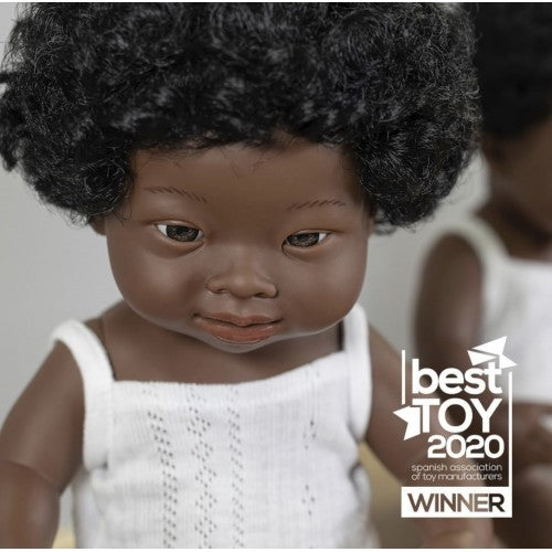 Miniland Doll Anatomically Correct Down Syndrome African Boy 38cm