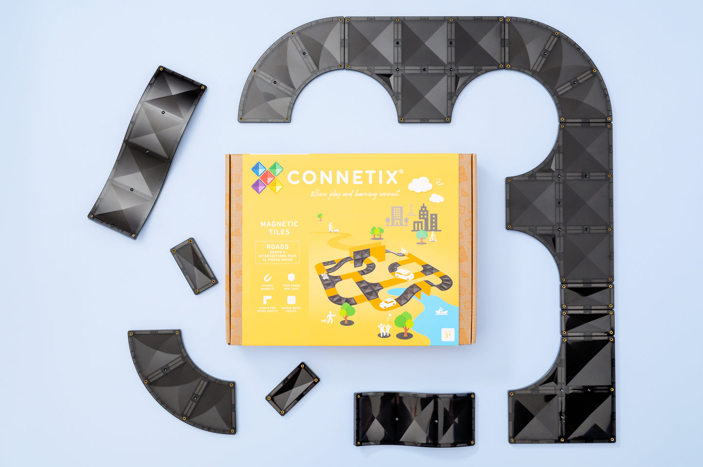 Connetix -  Road Ramps and Intersections Pack 16 Piece