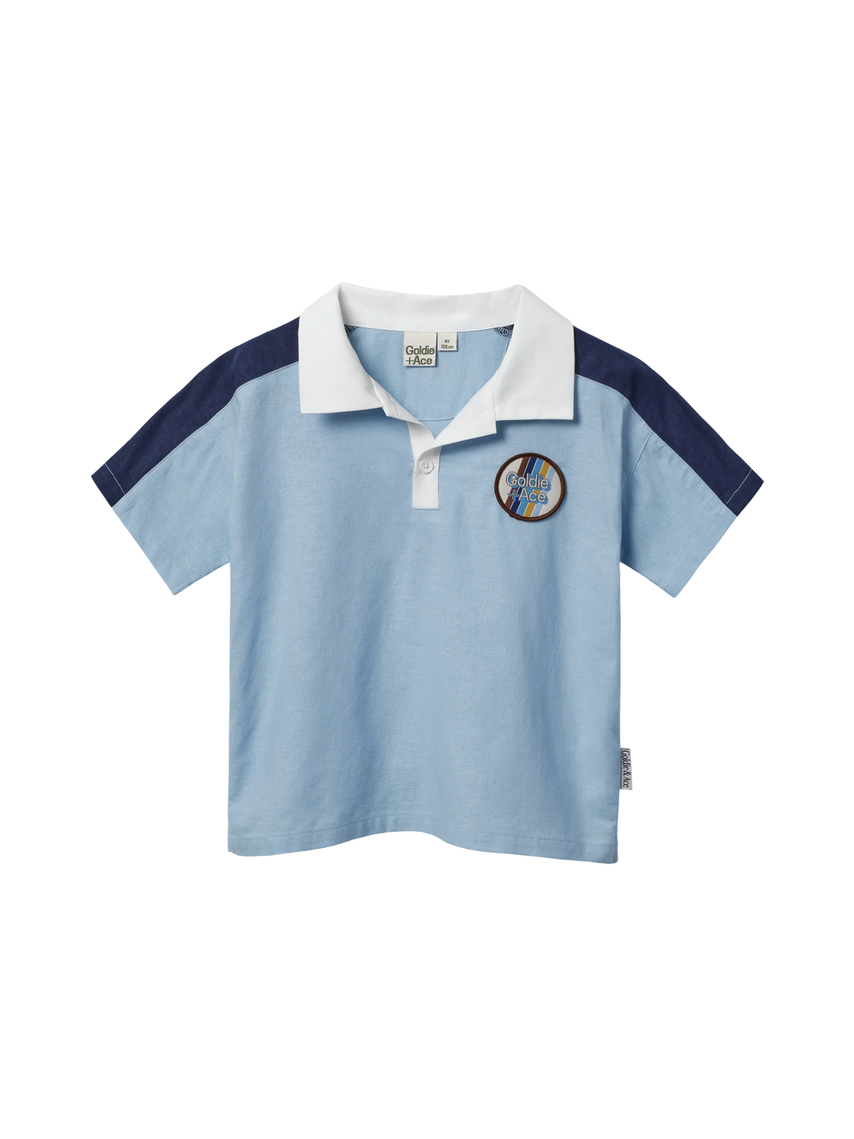 Goldie + Ace Panel Linen Blend Top Blue/Navy
