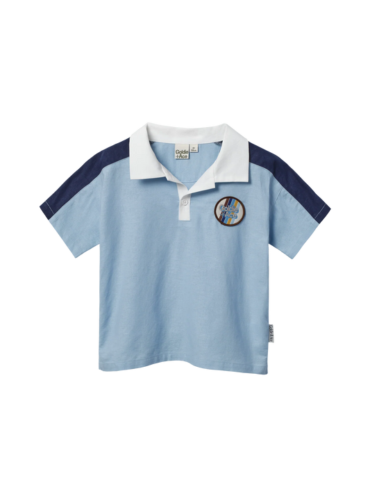 Goldie + Ace Panel Linen Blend Top Blue/Navy