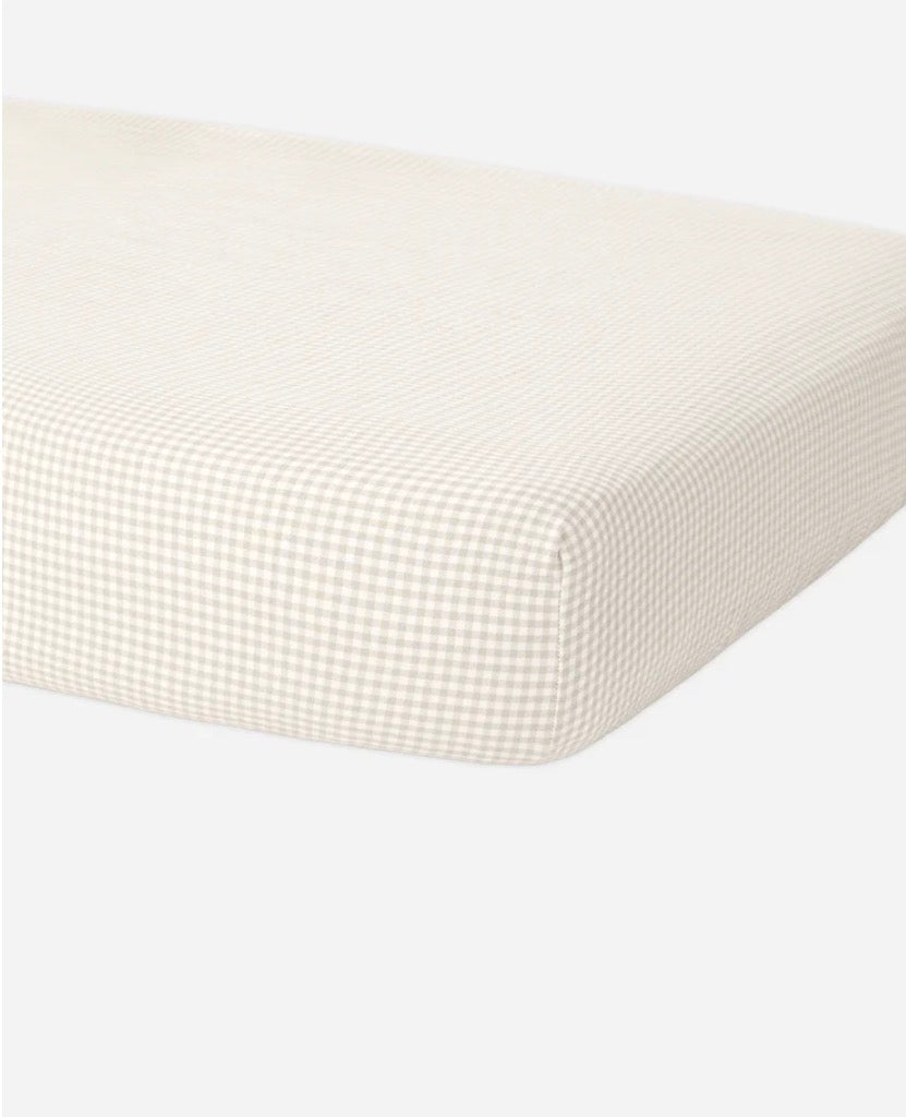 Quincy Mae Woven Crib Sheet Oat Gingham