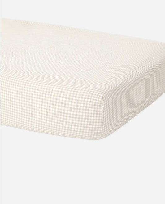 Quincy Mae Woven Crib Sheet Oat Gingham