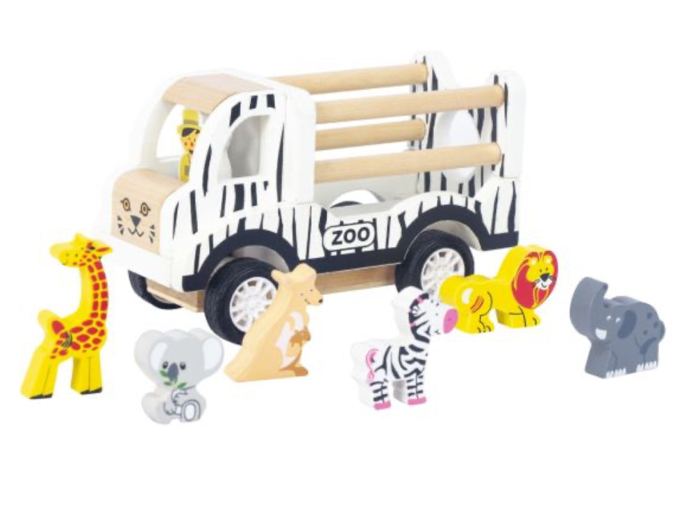 Toyslink - Wooden Pullback Zoo Truck With Animals