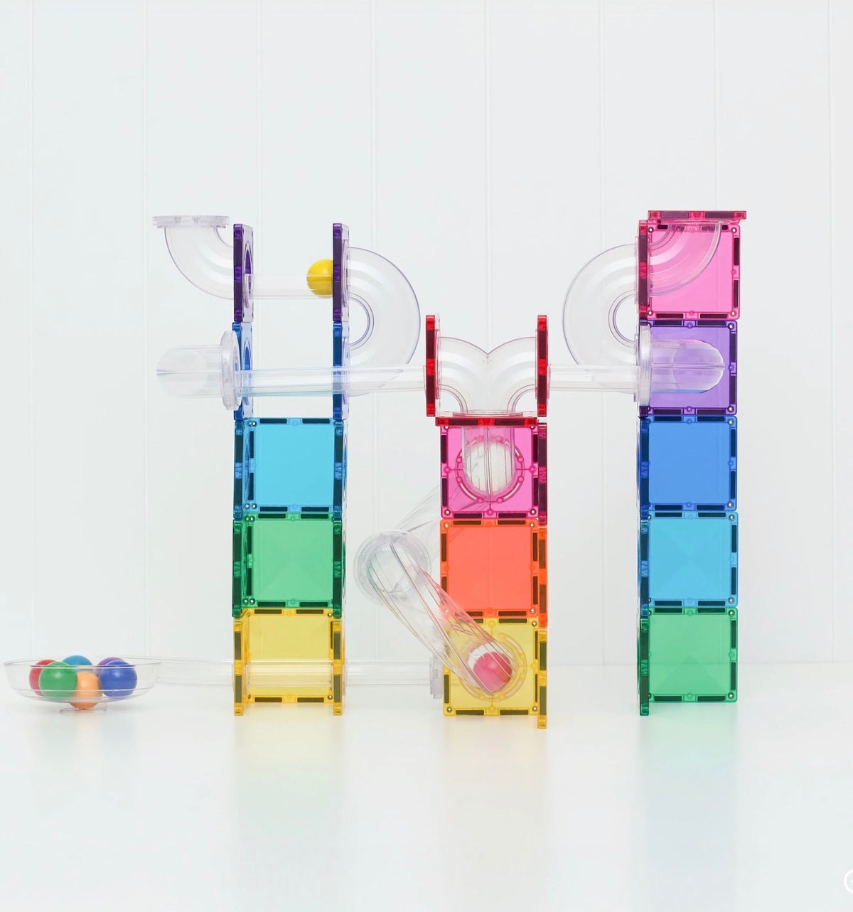 Connetix Magnetic Tiles Ball Run Bright Pack 114 pc - Stock arriving this week dm Nadene