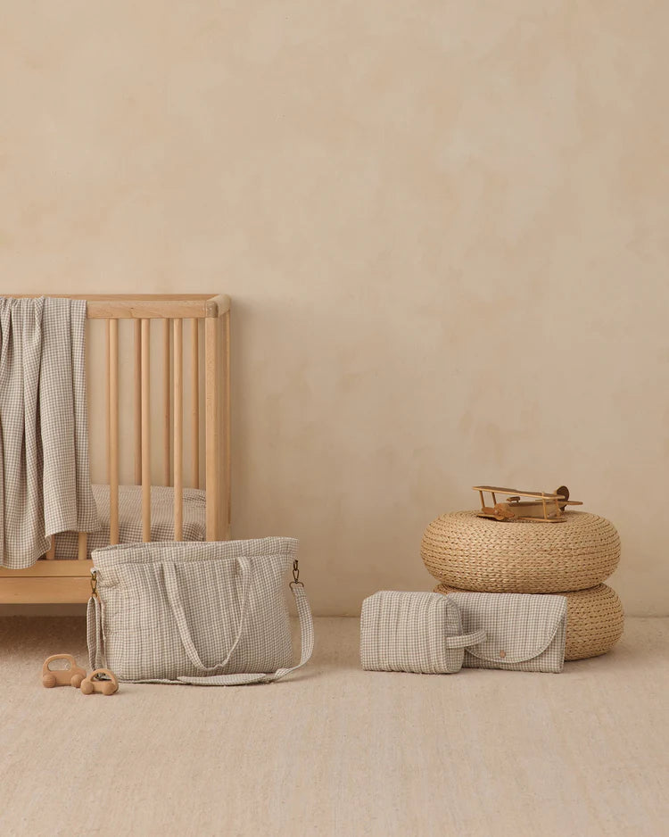 Quincy Mae Woven Crib Sheet Sage Gingham