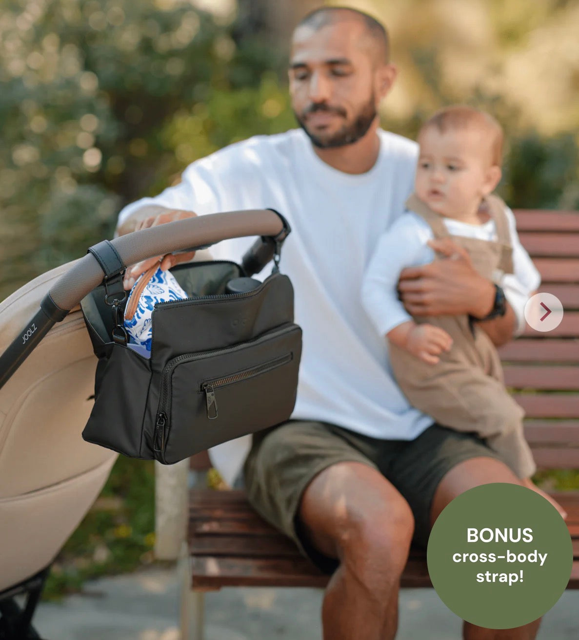 OiOi Multitasker Pram Caddy - Black Weatherproof