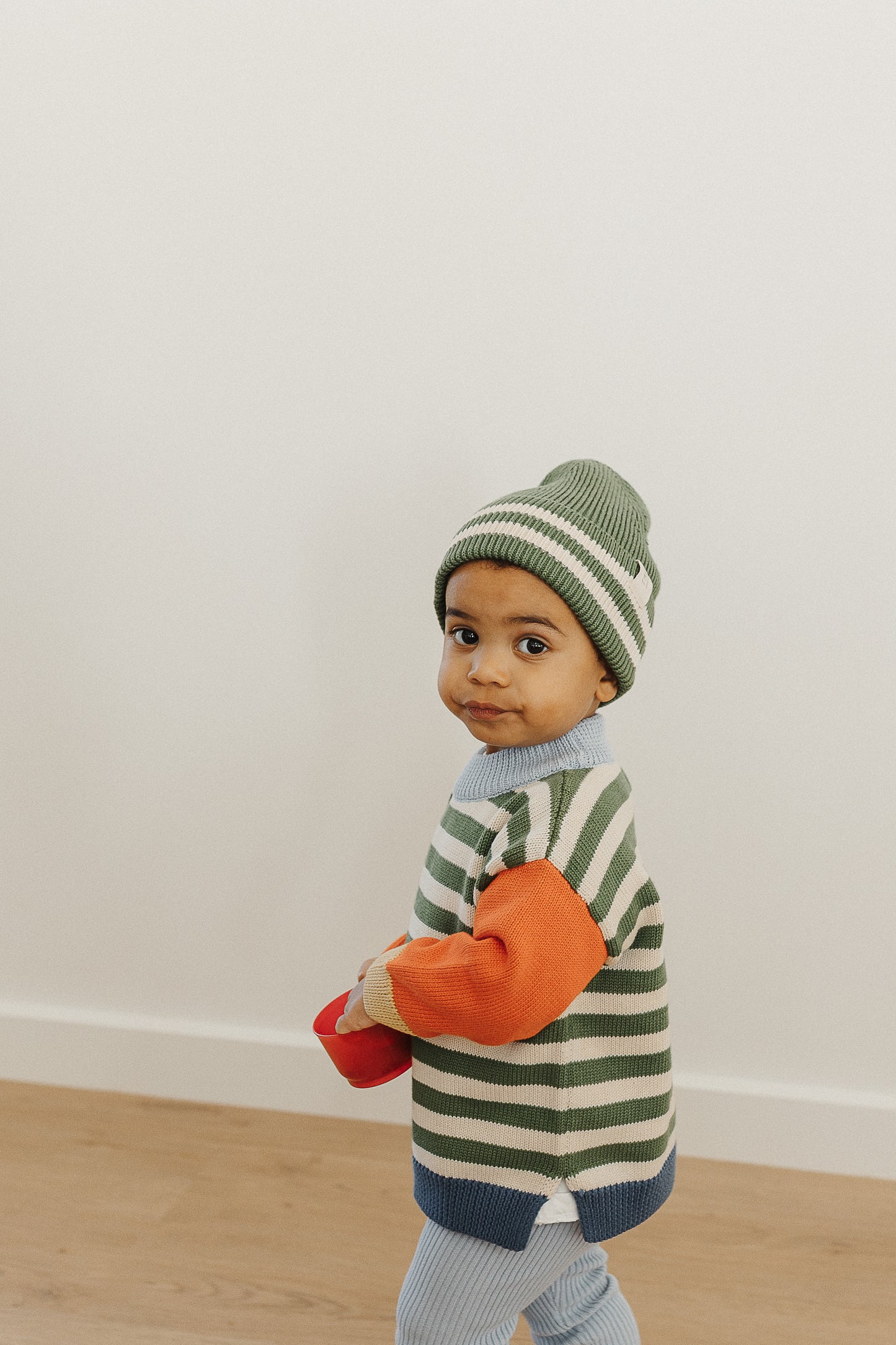 The Rest - Organic Cotton Knit Jumper - Clover Stripe Colour Block