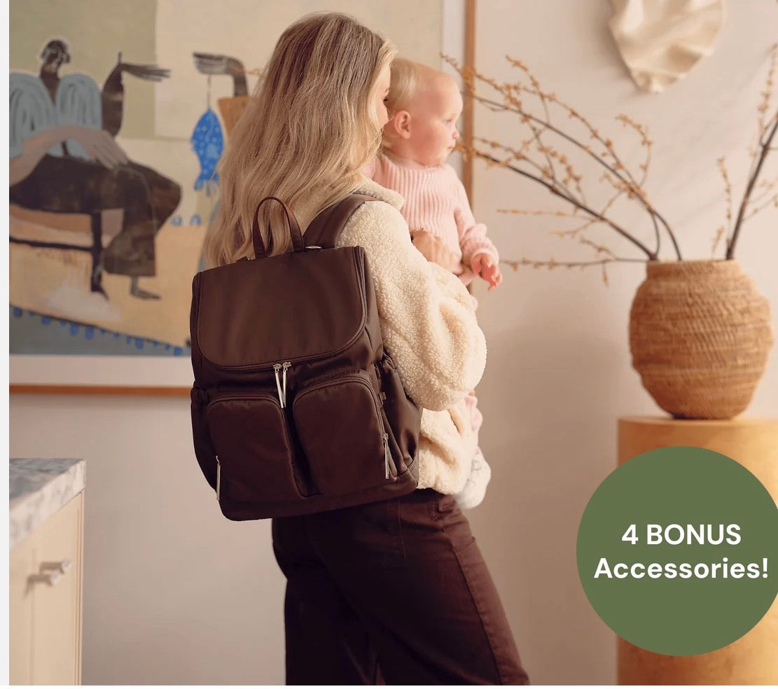 OiOi Signature Nappy Backpack - Chocolate Nylon Leather