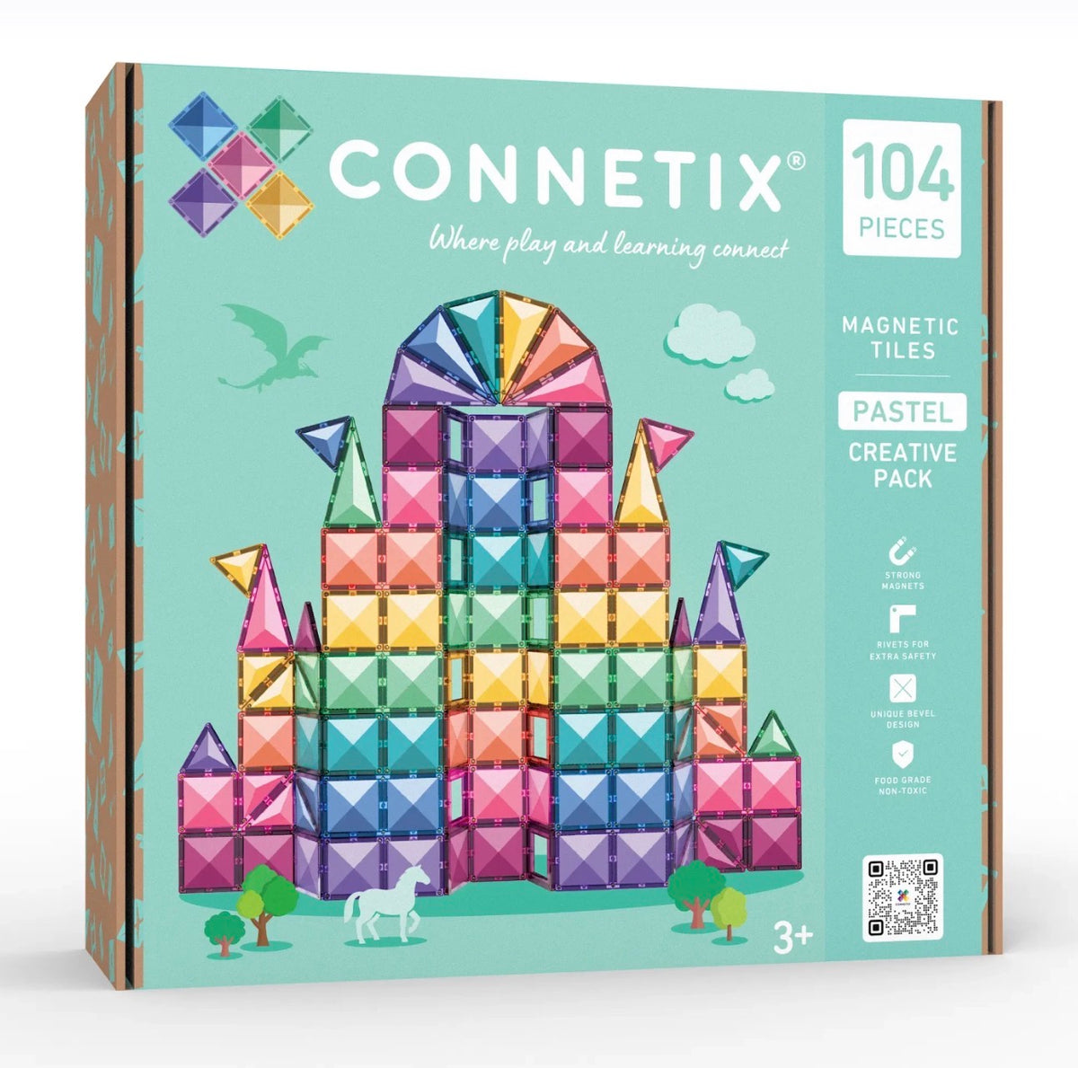 Connetix Magnetic Tiles Pastel Creative Pack 104 pc - Stock arriving this week dm Nadene