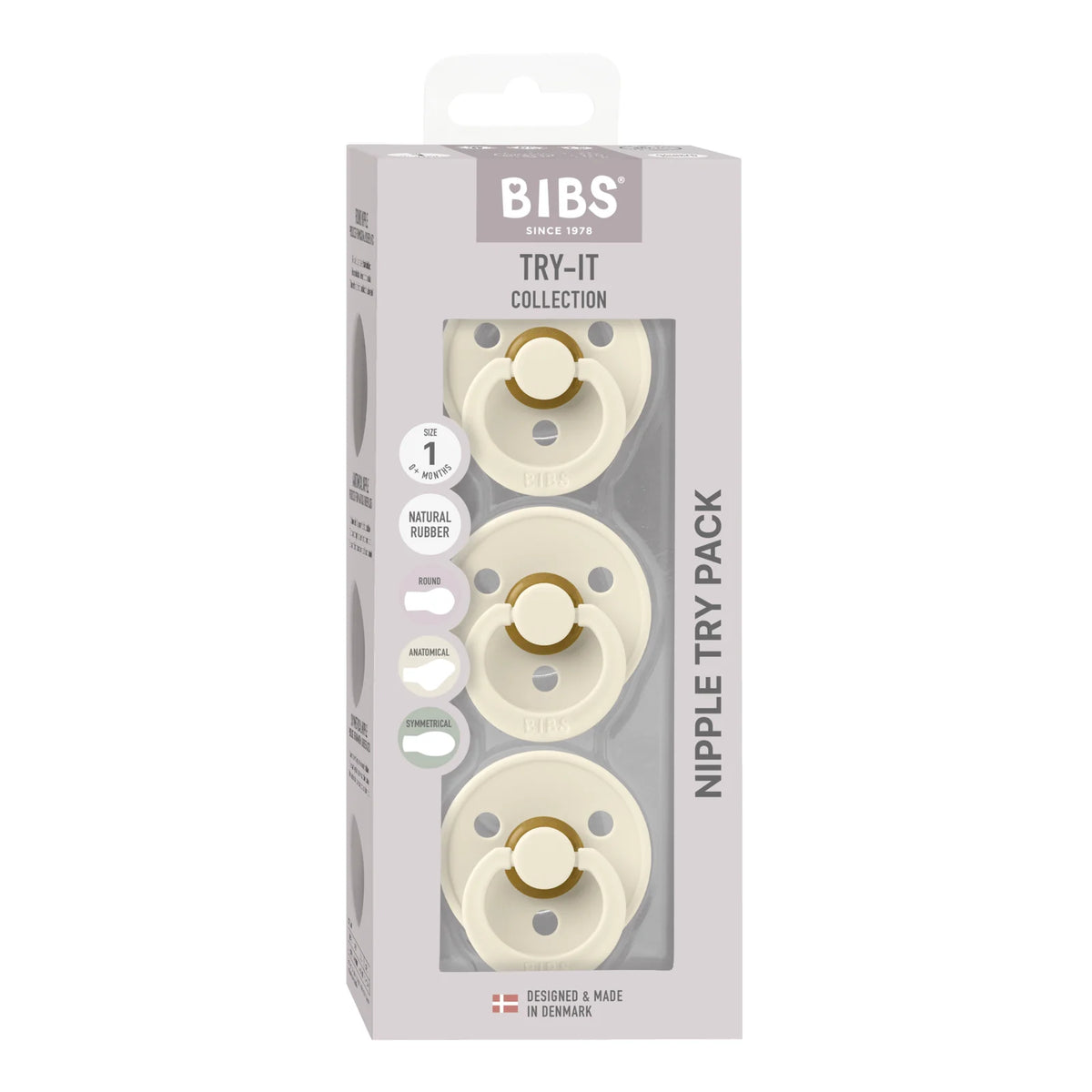 BIBS Dummies Try It Collection - Size 1 Round, Anatomical and Symmetrical