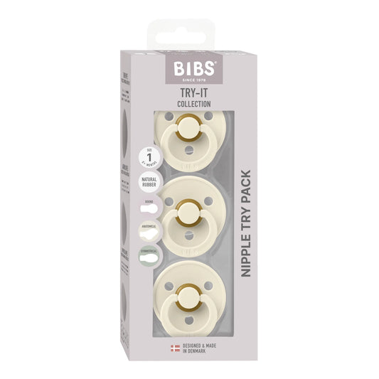 BIBS Dummies Try It Collection - Size 1 Round, Anatomical and Symmetrical