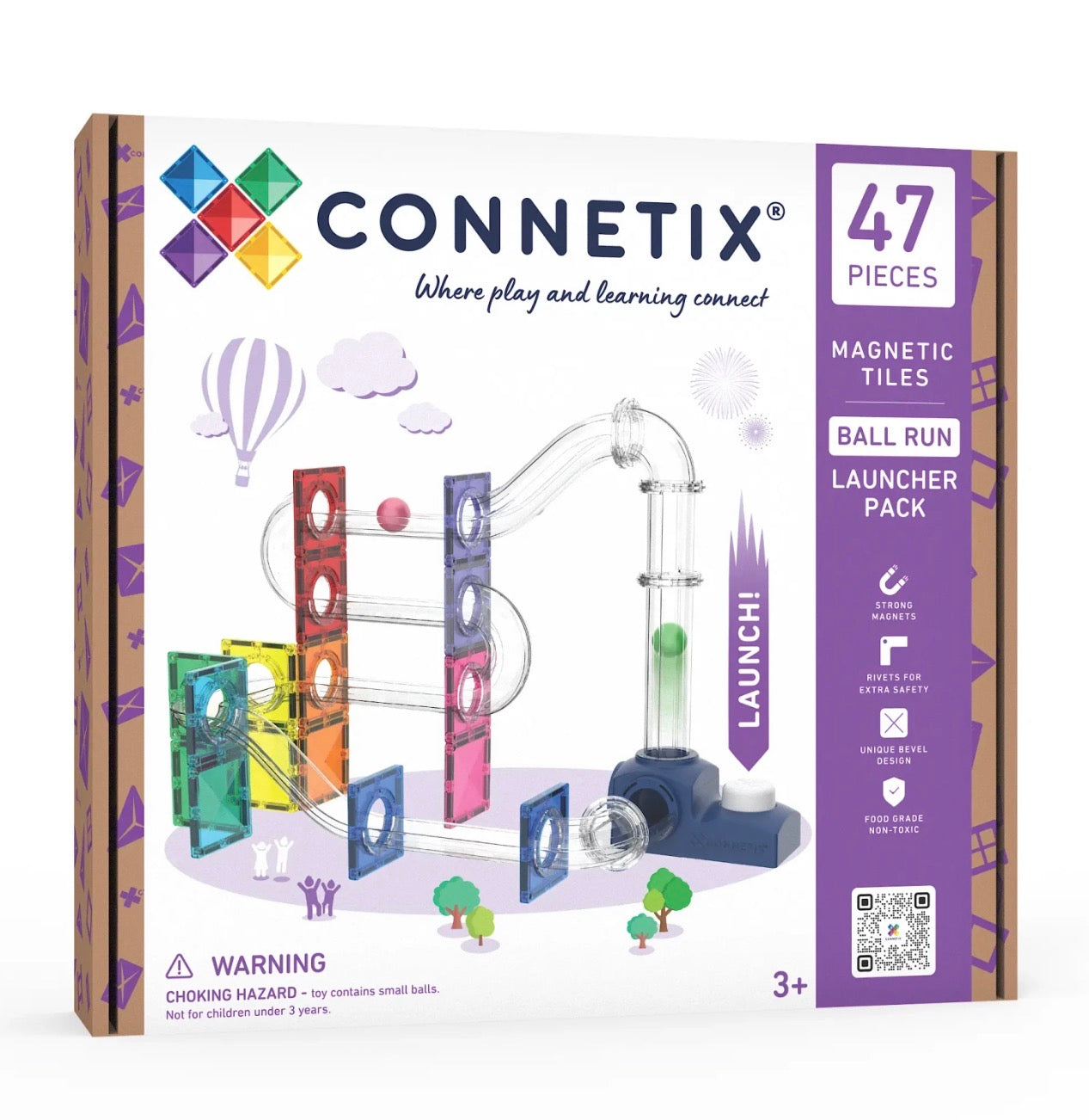 Connetix Magnetic Tiles Ball Run Launcher Pack 47 Pieces