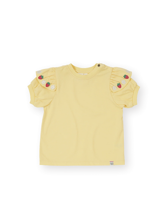 Goldie + Ace Flounce Shoulder Strawberry Top Yellow