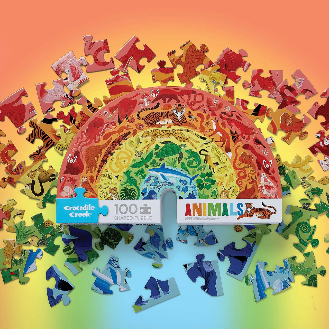 Crocodile Creek Rainbow Puzzle 100pc Animals