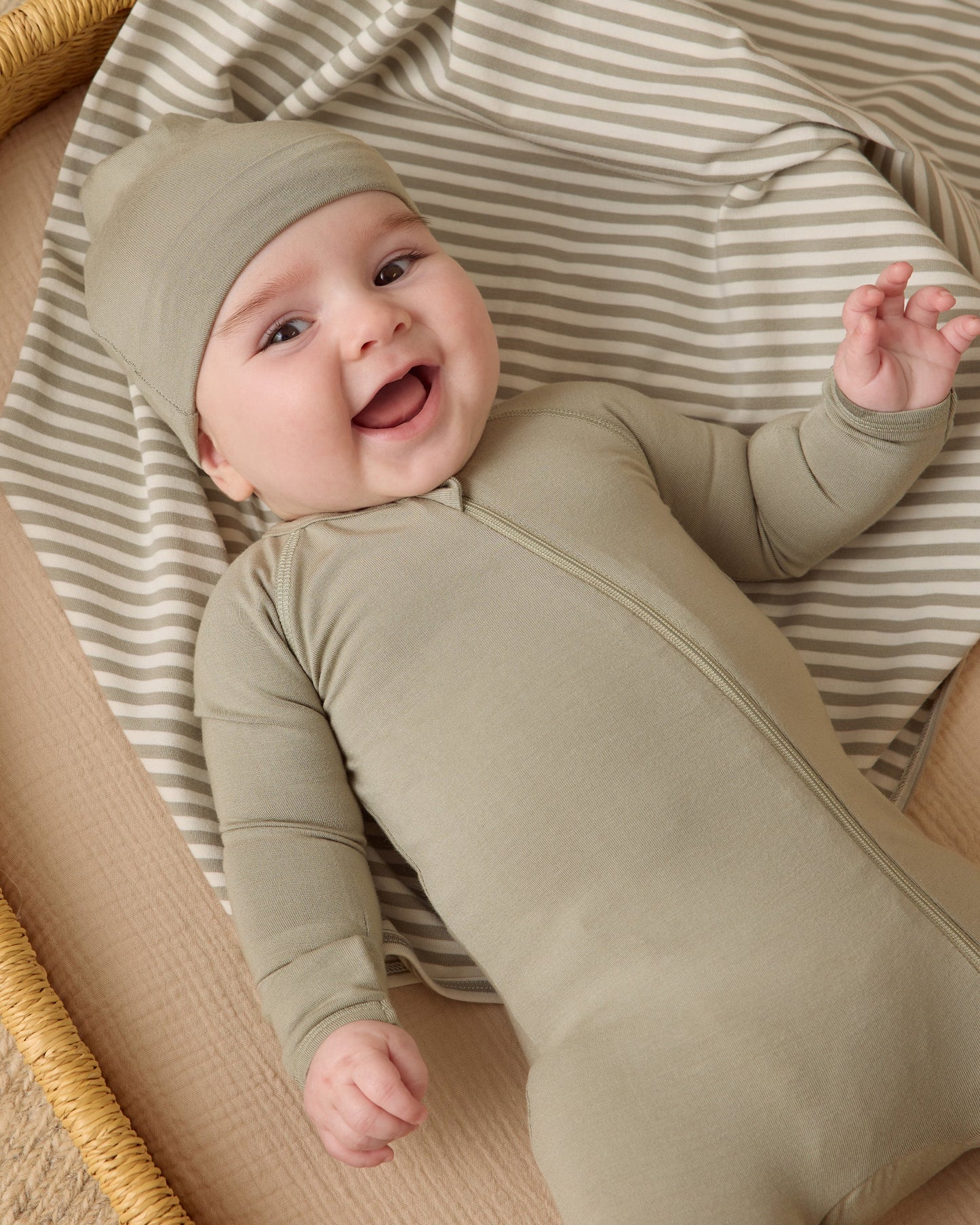 Quincy Mae Bamboo Zip Footie -  Fern