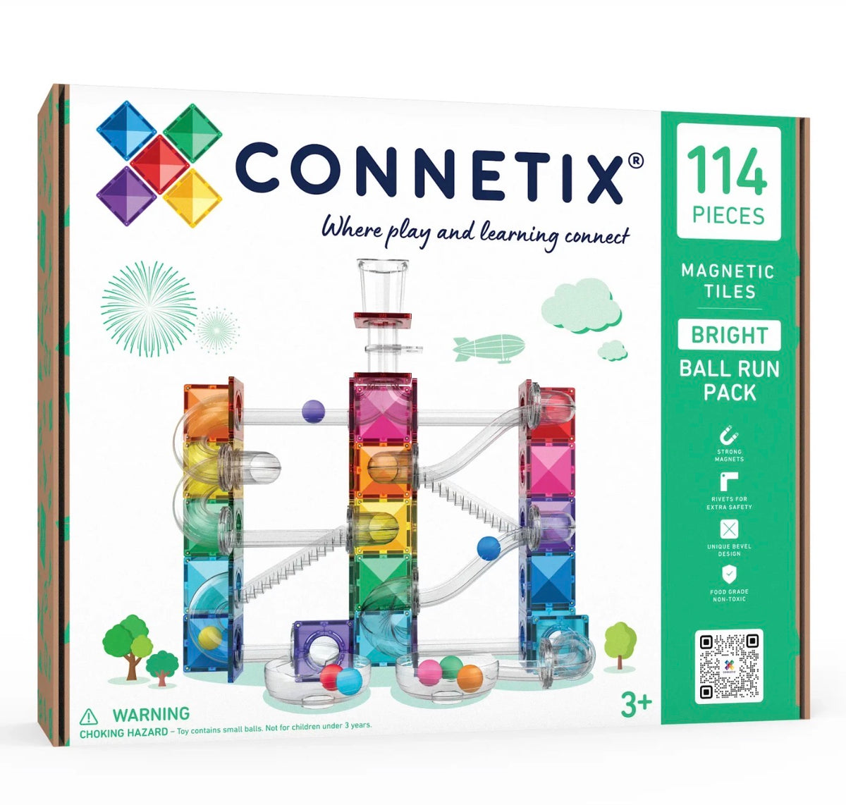 Connetix Magnetic Tiles Ball Run Bright Pack 114 pc - Stock arriving this week dm Nadene