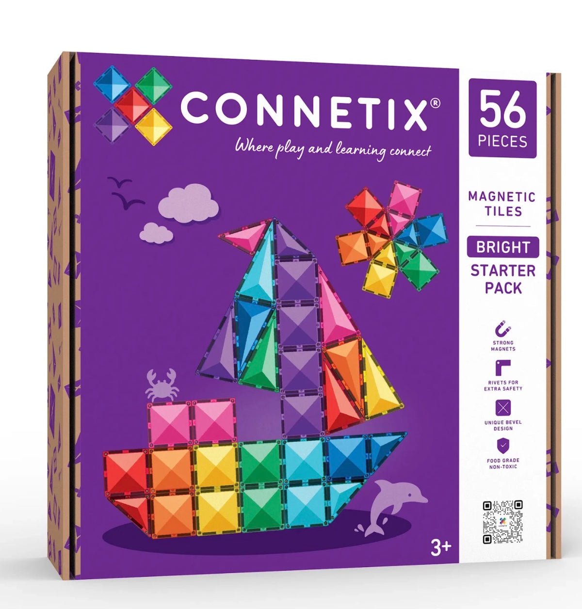 Connetix Magnetic Tiles Bright Starter Pack 56 pc- Stock arriving this week dm Nadene