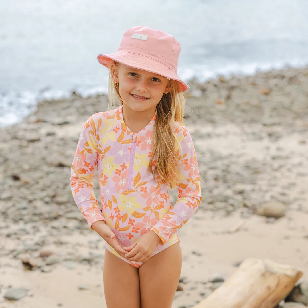 Crywolf Swimwear LONG SLEEVE SWIMSUIT Hibiscus Daze