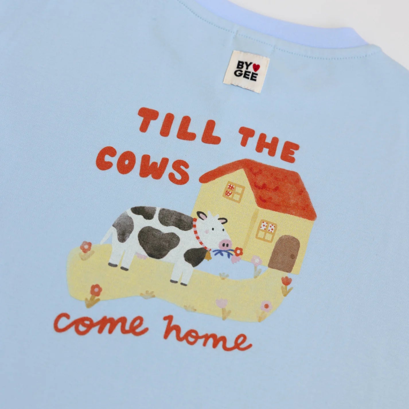 BY GEE Cows Come Home Boxy Tee - Sky Blue