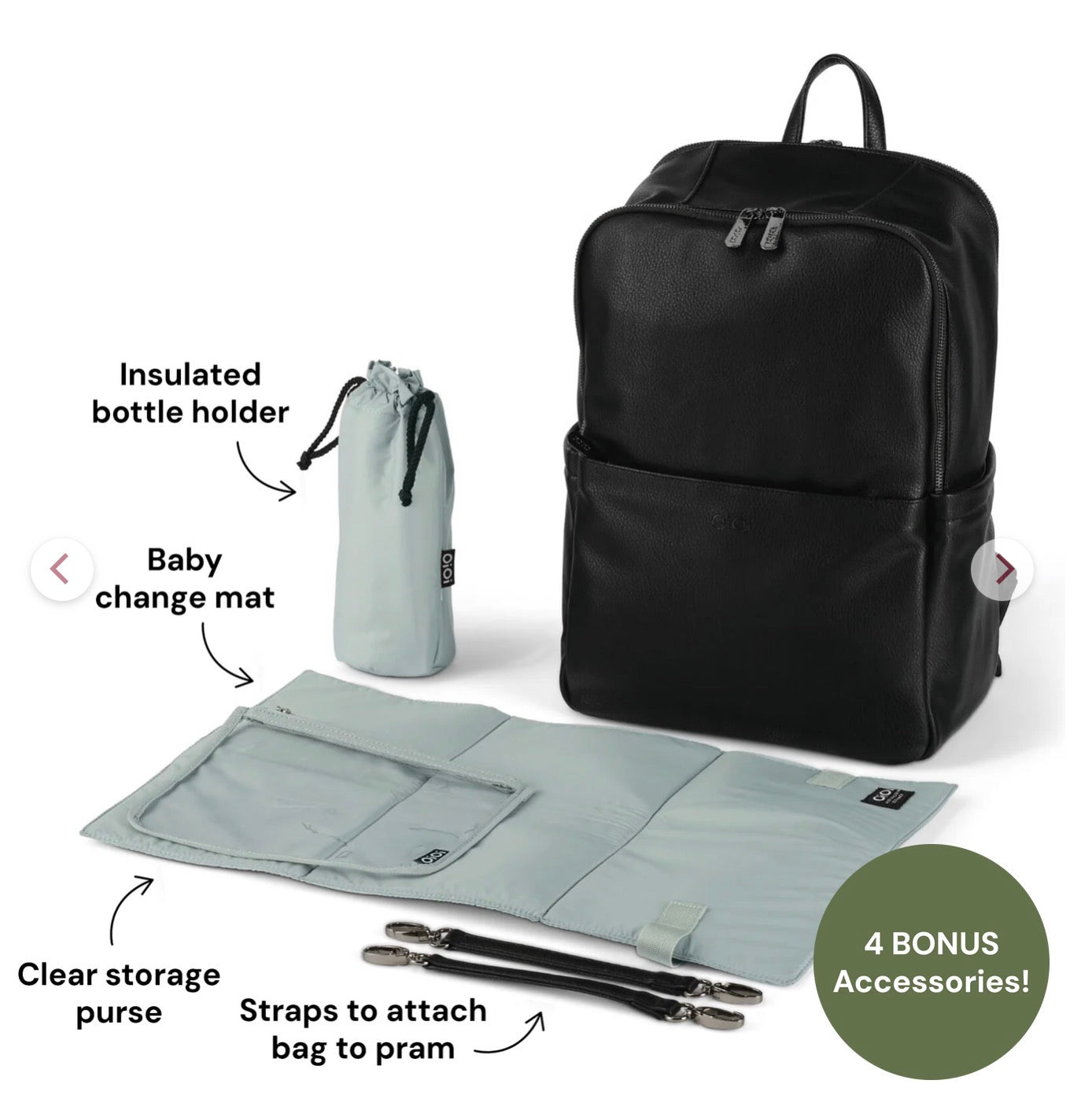 OiOi Multitasker Nappy Backpack Black Vegan Leather
