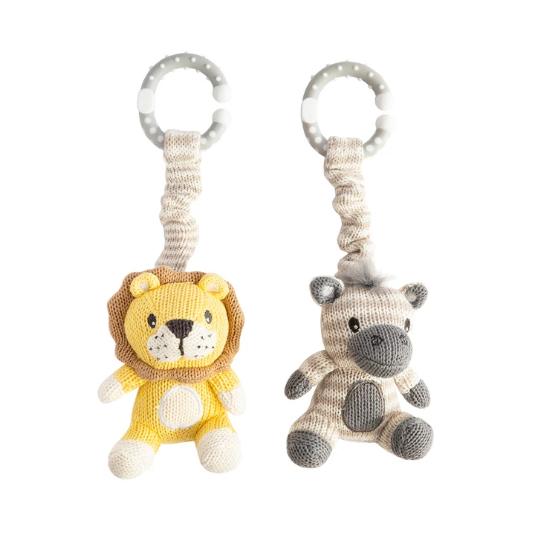 Stroller Toys Cotton Knit | Zebra & Lion