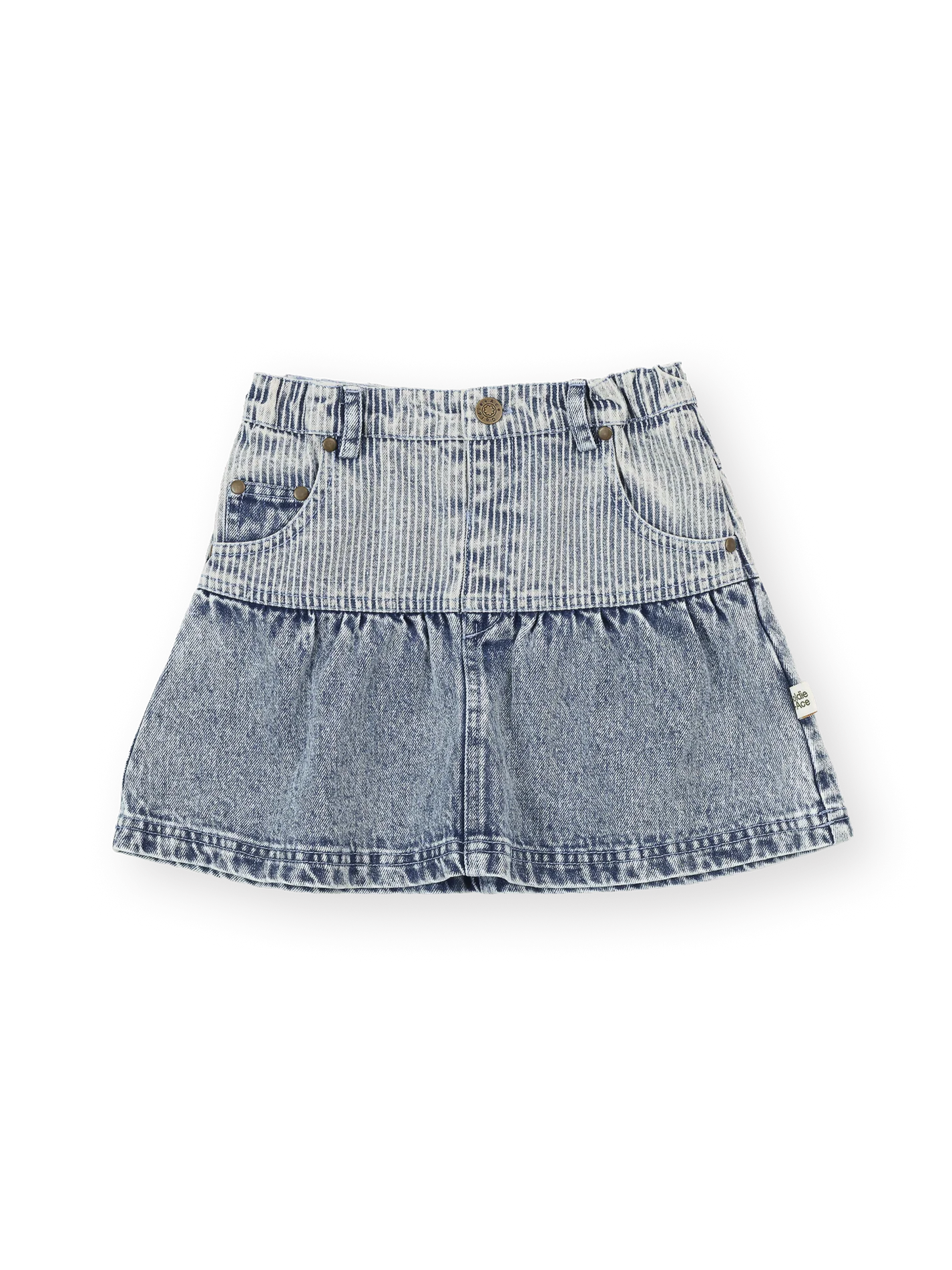 Goldie + Ace Pinstripe Peplum Denim Skirt Light Denim