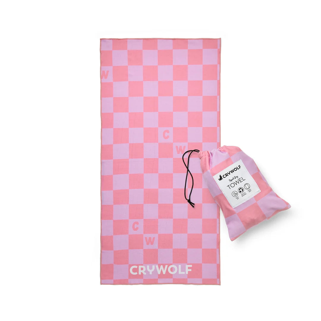 Crywolf Swimwear RAPID DRY TOWEL Flamingo Check