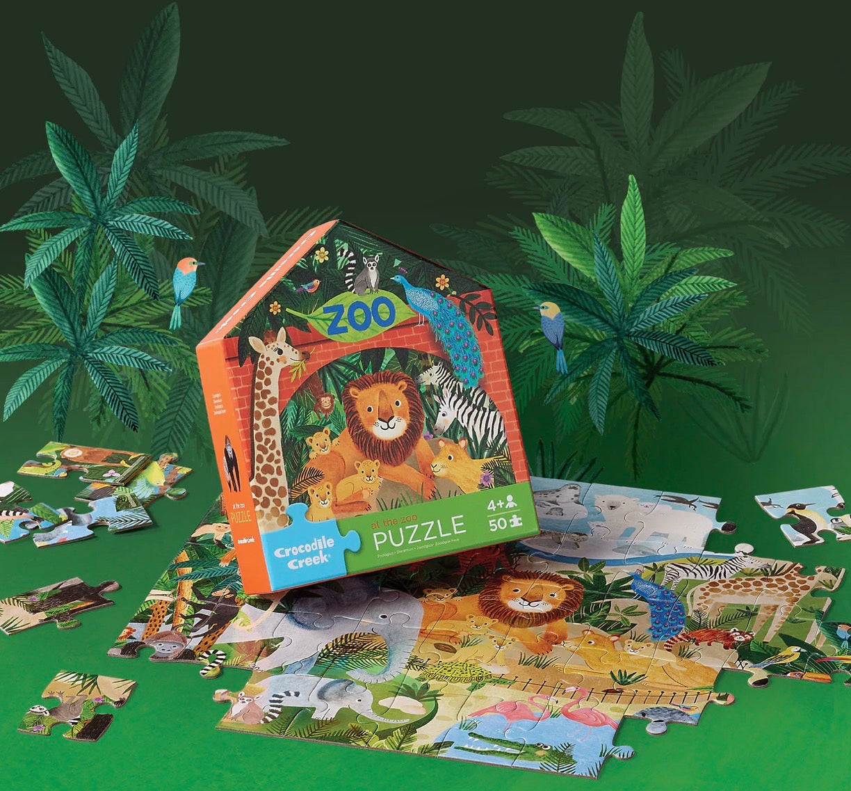Crocodile Creek Mini Puzzle 50pce - At The Zoo