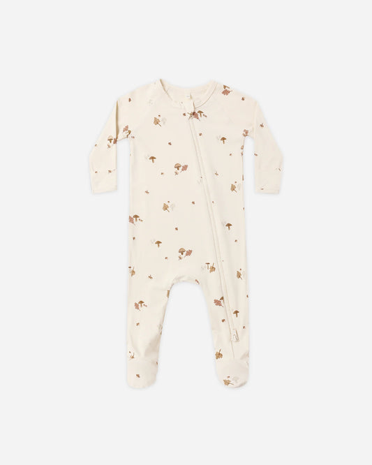 Quincy Mae Bamboo Zip Footie Woodland