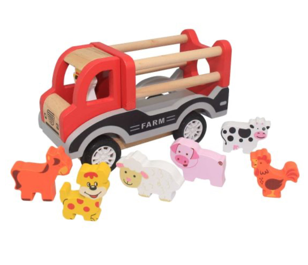 Toyslink - Wooden Pullback Farm Truck With Animals