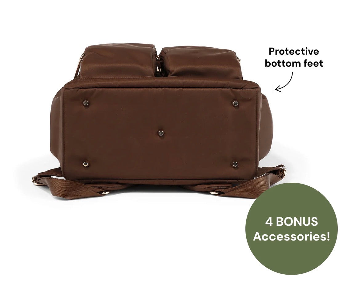 OiOi Signature Nappy Backpack - Chocolate Nylon Leather
