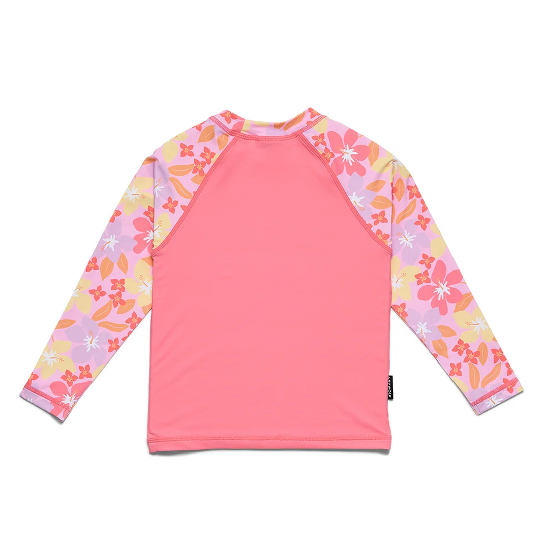 Crywolf Swimwear LONG SLEEVE RASH VEST Hibiscus Daze