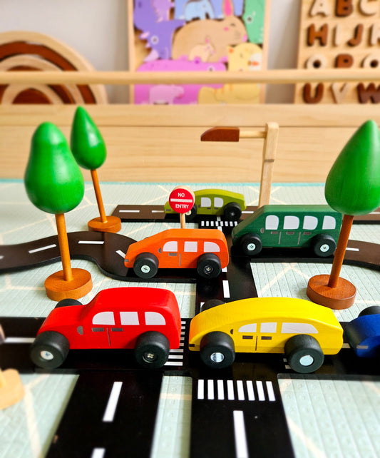 Qtoys Coloured Wooden Cars