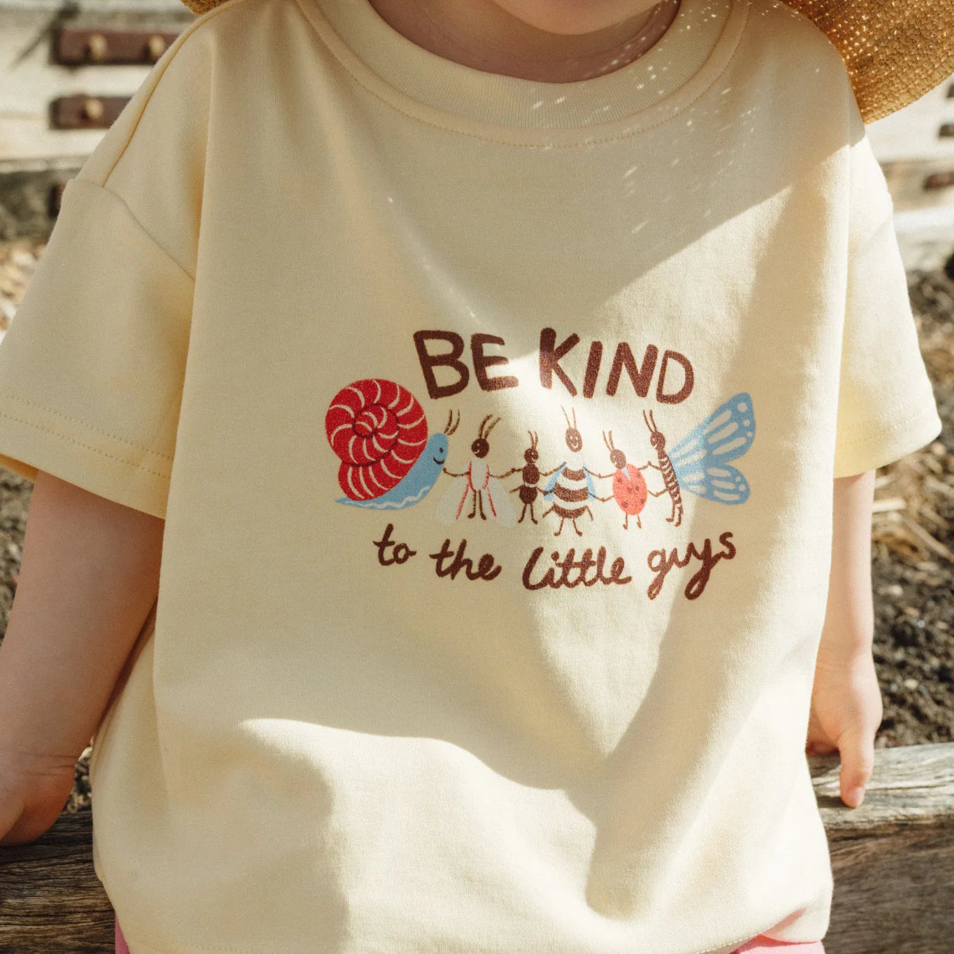BY GEE Little Guys Oversized Boxy Tee - Be Kind to the Little Guys - Butter
