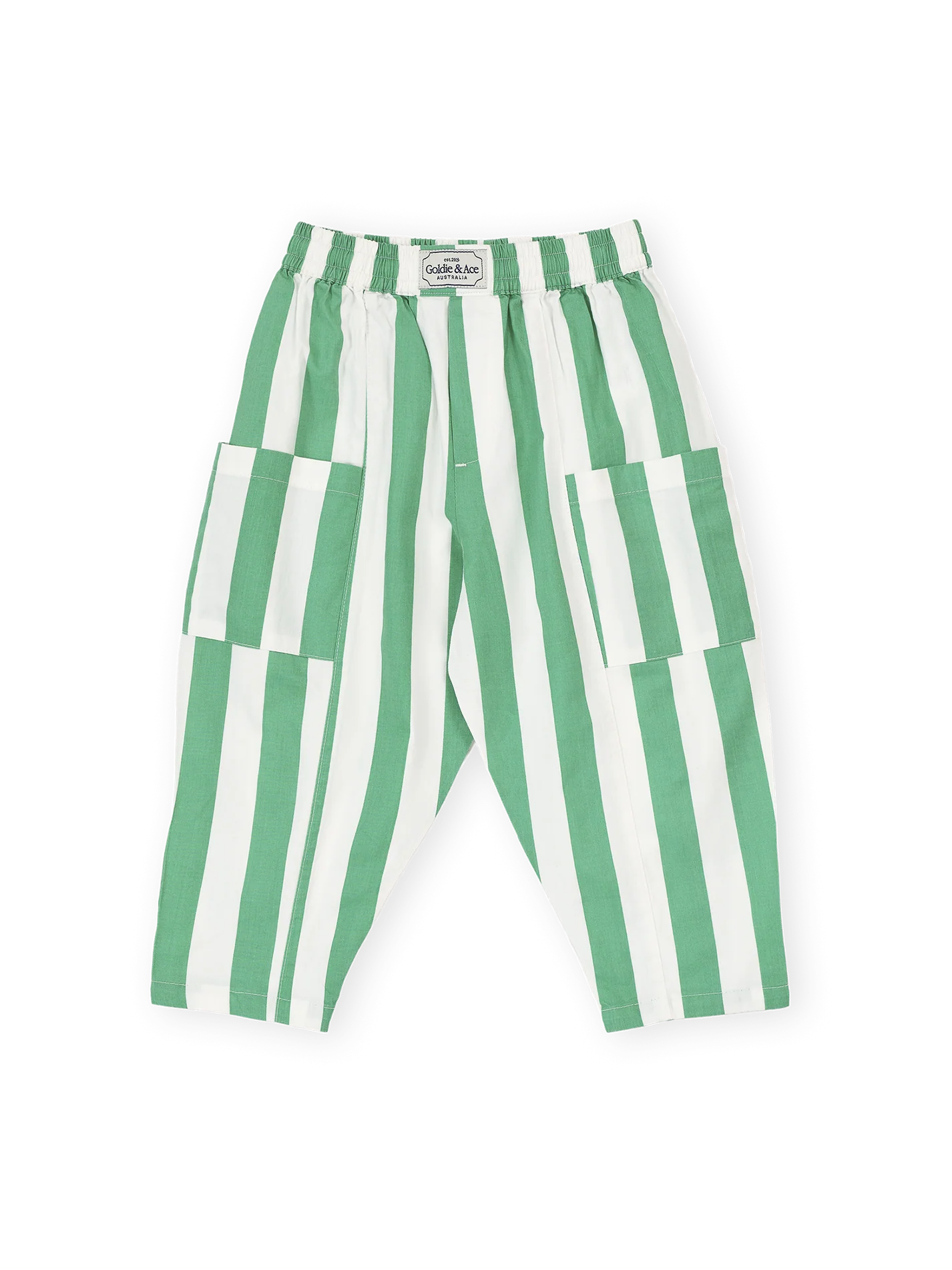 Goldie + Ace Happy Stripe Lightweight Kit Pocket Pant Green/White